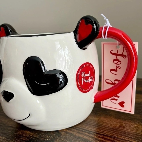Sheffield Home| Panda Handcrafted Ceramic Hand Painted Mug Red White Black NEW - Picture 4 of 7